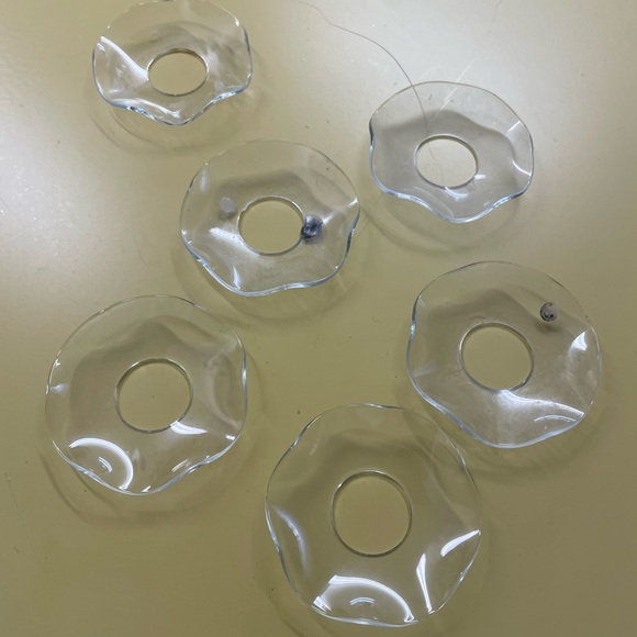 Set of 6 glass candle drip catchers for taper candles. - Picture 1 of 2